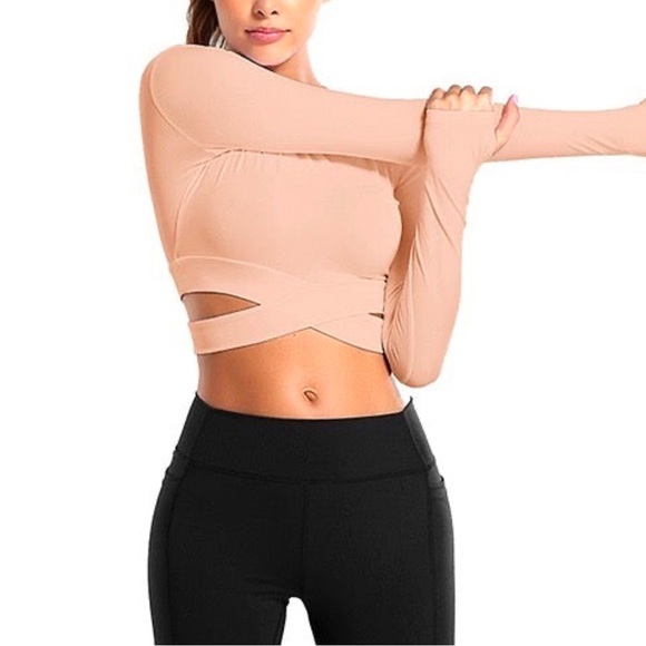 NWT - Pheel Long Sleeve Crop Top - Tummy Crossover Detail - Picture 1 of 12